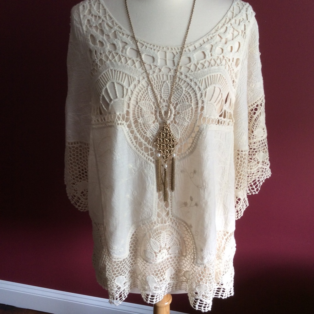 Forever 21 crochet tunic Sz S
